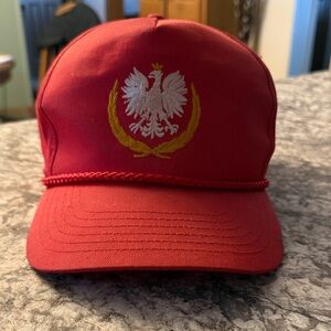 Red Embroidered Polish Eagle Cap